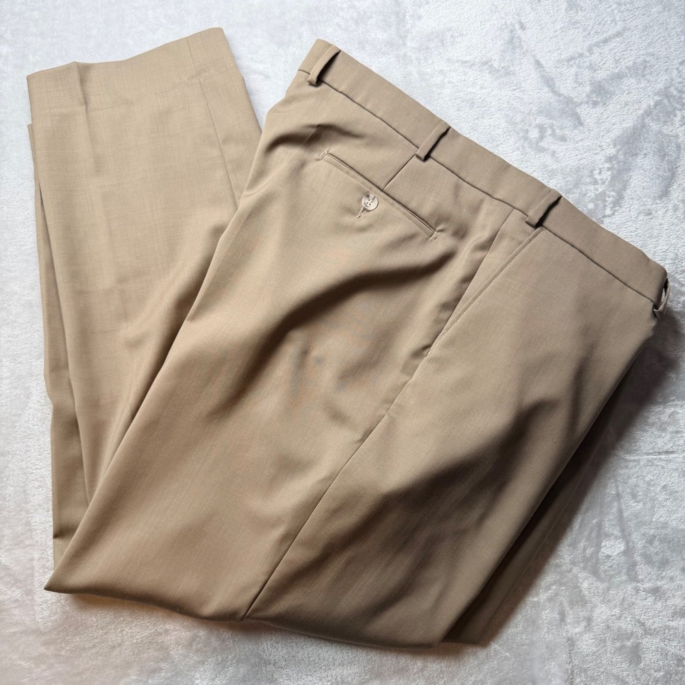 Ballin Super 120s Wool Comfort-EZE Dress Pants Tan 46x30 Office Quiet Luxury